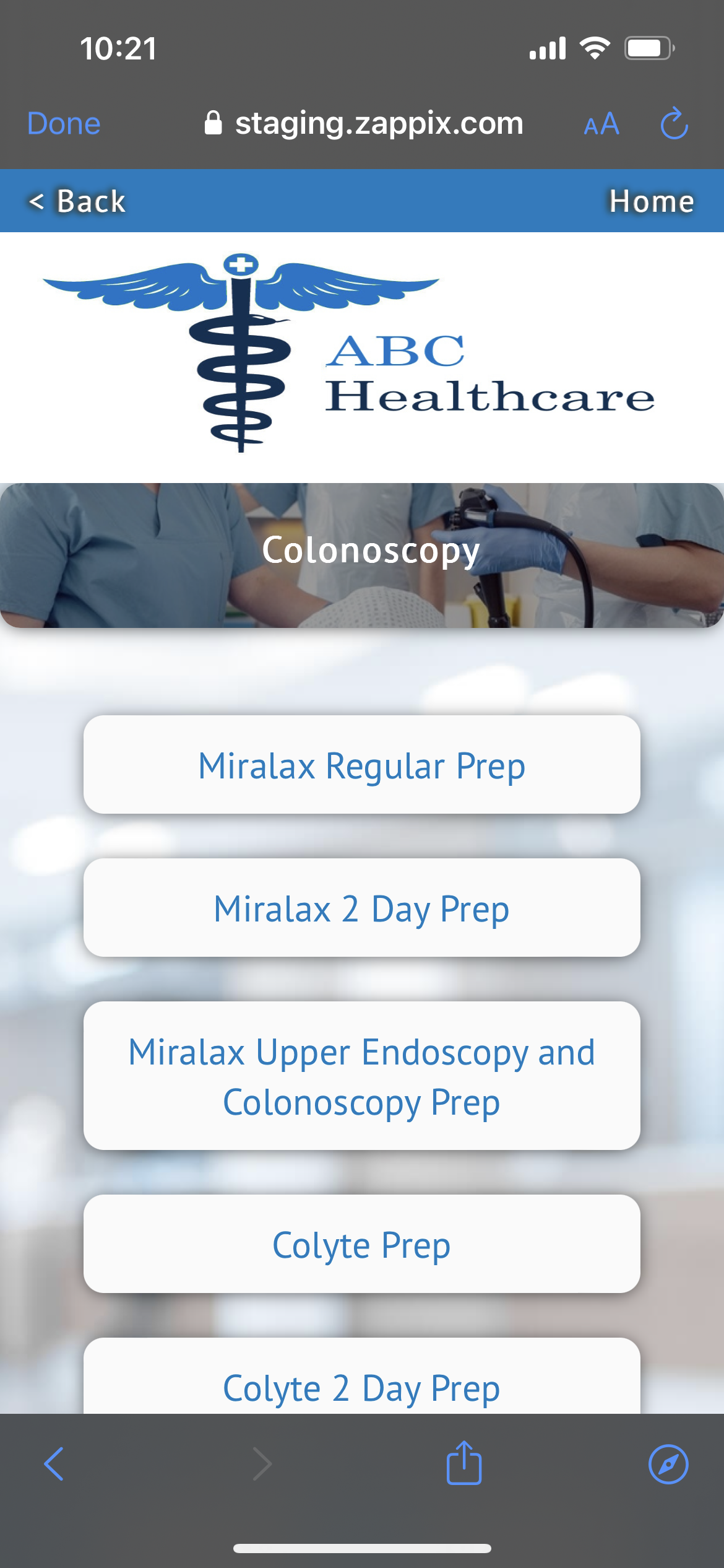 screenshot of Zappix Digital Patient Engagement